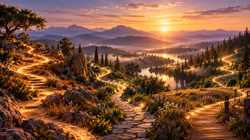 beautiful landscape showing different pathways